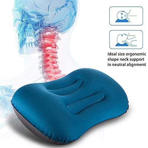 Newdora Almohada Hinchable, Almohada Camping, Almohada de Viaje Inflable, Almohada Inflable Ultraligera, Adecuado para para Camping, Playa, Viajes, Montañismo & Avión, Azul