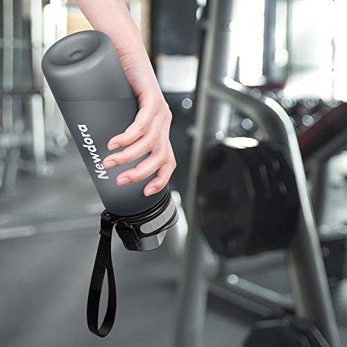 Newdora Botella de Agua Deportiva, 650ml, Plástico de Poliéster, Sin BPA, a Prueba de Fugas, Botella Agua Bicicleta, Botella con Filtro, para Viaje, Gimnasio, Correr