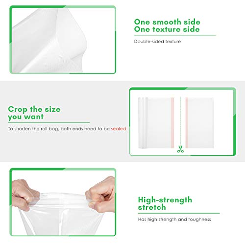 Newdora Rollos para Envasadora Sellador de Vacío, Bolsas Vacio Alimentos, Bolsas de Vacío Profesionales, para la Conservación de Alimentos, para Cocina 20 * 30cm 100PCS