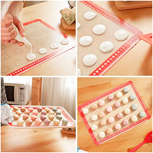 Newdora Tapetes de Silicona para Hornear, Juego de 3 Unidades Accesorios Utensilios de Cocina de Silicona, Tapetes para Amasar, Pizza, Galletas, Pan, Fondant, Resistentes al Calor, Antiadherentes