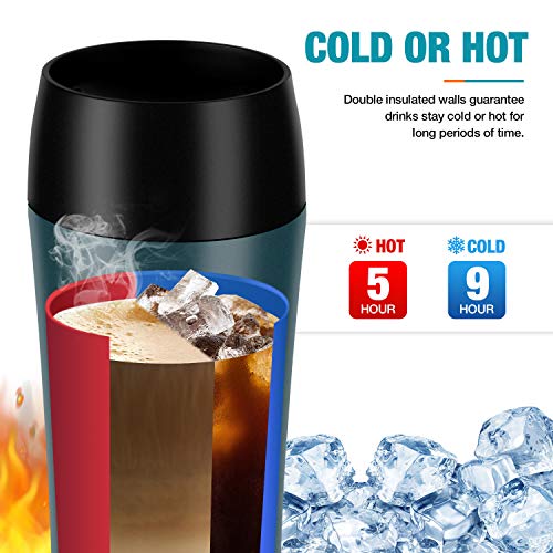 Newdora Termo Cafe, Botella Agua Acero Inoxidable, Tazas Cafe Personalizadas 380ML Travel Mug, Reutilizable Botella Termica para al Aire Libre, Camping, Gimnasio en Casa,Fácil de Limpiar,sin BPA-Verde