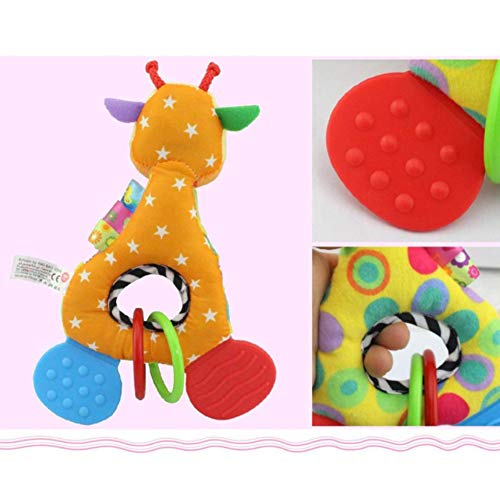 Newin Star Peluche Muñeca con mordedor,campanas de cascabel mordedor muñeca para recién nacidos niñas y niños sin BPA muñeca felpa de bebé(jirafa)