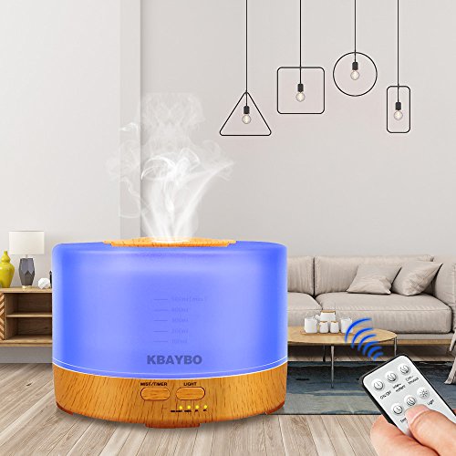 Newkbo Difusor de Aceites Esenciales, 500ml humidificador de vapor frío Auto Shut Off Operación silenciosa Los colores multi Opción Agua del grifo El vapor lo suficientemente