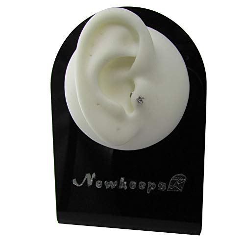 NewkeepsR 16G 6mm (1/4'') Acero 316L con Rosca Interna de Acero Flor Circón cúbico Labret Helix Tragus cartílago Lóbulo Pendientes Stud