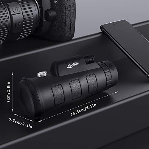 Newseego 50x60 Telescopio Monocular, HD de Alta Potencia con Clip de Teléfono y Trípode para Teléfono Celular, Telescopio de Doble Enfoque BAK4 Prism para Observación de Aves, Turismo