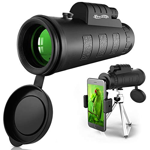 Newseego 50x60 Telescopio Monocular, HD de Alta Potencia con Clip de Teléfono y Trípode para Teléfono Celular, Telescopio de Doble Enfoque BAK4 Prism para Observación de Aves, Turismo