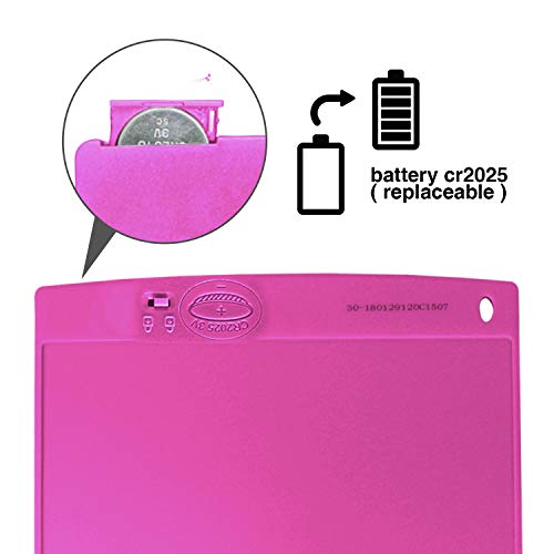 NEWYES 12" Tableta de Escritura LCD, Tableta gráfica, Ideal para hogar, Escuela u Oficina. Pilas Incluidas y 2 Imanes para la Nevera (Rosa)