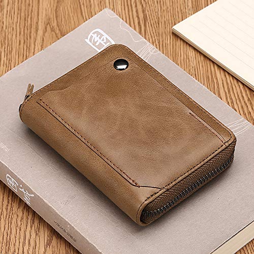 NFGHK Cartera de Piel, Cartera Mujer Monedero de Cuero Genuino Gran Capacidad Cartera de Tarjeta de Crédito con Compartimento para Monedas con Bolsillo con Cremallera para Fiesta, Viaje