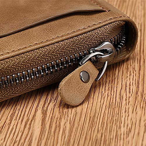NFGHK Cartera de Piel, Cartera Mujer Monedero de Cuero Genuino Gran Capacidad Cartera de Tarjeta de Crédito con Compartimento para Monedas con Bolsillo con Cremallera para Fiesta, Viaje