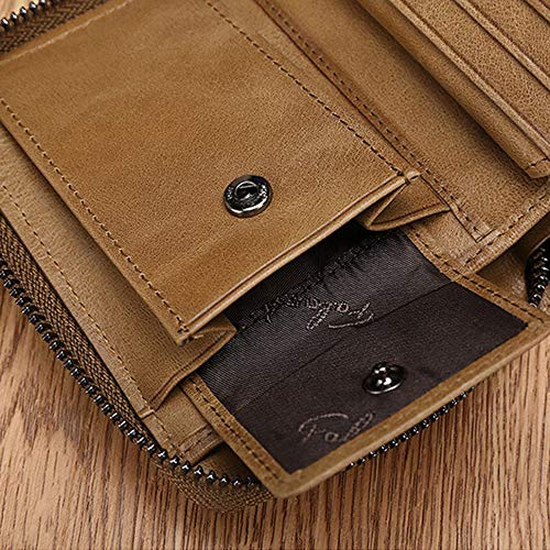 NFGHK Cartera de Piel, Cartera Mujer Monedero de Cuero Genuino Gran Capacidad Cartera de Tarjeta de Crédito con Compartimento para Monedas con Bolsillo con Cremallera para Fiesta, Viaje