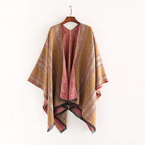 NgMik Damas de Gran tamaño Bufanda Multicolor Simple de Las Rayas Verticales del otoño y del Invierno Caliente de la Bufanda del mantón de Las señoras de Doble Uso Chal Manta