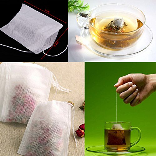 niceeshop(TM) Bolsas de Papel del Filtro de Té de Bombeo Línea de Desechable (Blanco, L Tamaño, Conjunto de 100)