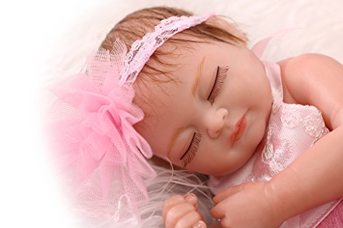 Nicery 10 Pulgadas renacer de la Reborn muñeca de Silicona Duro Simulación de Vinilo Resistente al Agua de baño 26cm Juguete del niño Presente Flor Rosa de la Muchacha con los Ojos Cerrados