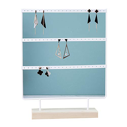 Nideen - Soporte para joyas, 3 niveles, organizador de pendientes, con bandeja de madera, para pendientes, collares, anillos, 66 agujeros