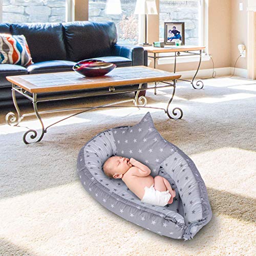 nido bebe recien nacido - reductor de cuna nidos para bebes cojin colecho Azul blanco 90 x 60 cm