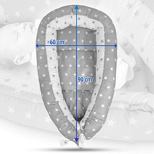 nido bebe recien nacido - reductor de cuna nidos para bebes cojin colecho Azul blanco 90 x 60 cm