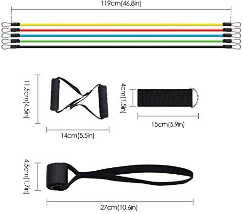 Nifogo Banda de Resistencia Bandas elásticas Conjunto de Tubos de Ejercicios Cuerda de Resistencia Tubos de Ejercicios Bandas elásticas para Entrenamiento Bandas de Resistencia para Ejercicio (11PCS)
