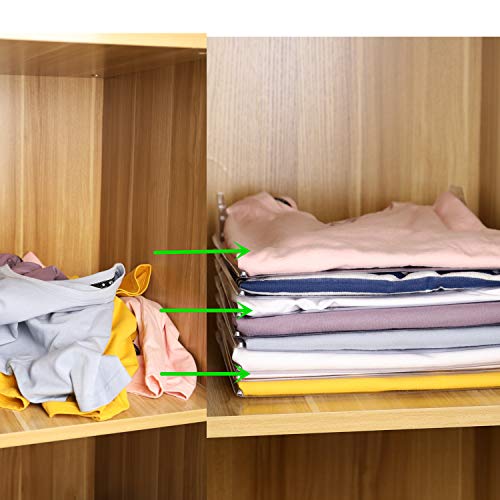 Nifogo Organizador Camisetas,Organizador Ropa,Organizador de Armario, Organizador de Almacenamiento,Plegable Apilamiento Camisas Camiseta Folder,Tamaño Normal (20pack)