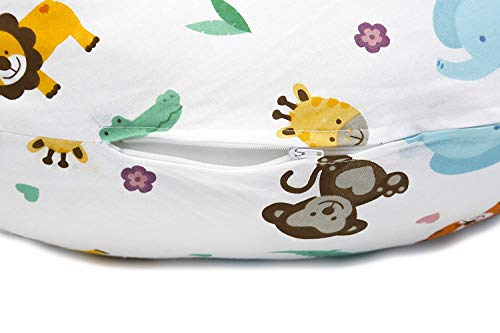Niimo Cojin Lactancia Bebe y Almohada Embarazada Dormir XXL Multifuncion Funda Cojin 100% Algodon Desenfundable y Lavable Relleno de Poliester Multiusos Maternidad (Selva)
