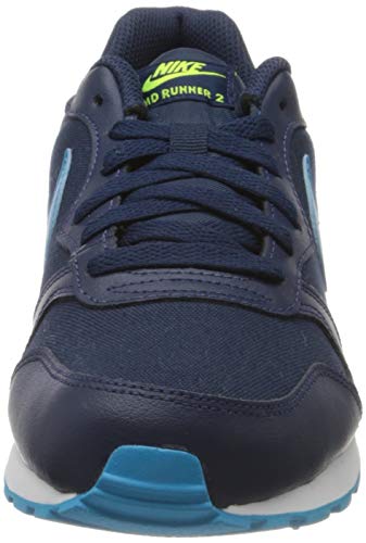Nike MD Runner 2 (GS), Running Shoe Unisex-Child, Midnight Navy/Laser Blue/Lemon Venom/White, 38.5 EU