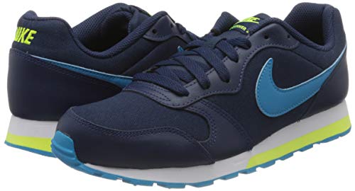 Nike MD Runner 2 (GS), Running Shoe Unisex-Child, Midnight Navy/Laser Blue/Lemon Venom/White, 38.5 EU
