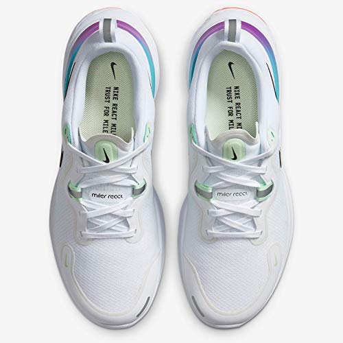 Nike React Miler, Zapatillas para Correr para Hombre, White Black Vapor Green Hyper Jade Hyper Violet, 46 EU