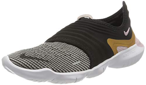 Nike Wmns Free RN Flyknit 3.0, Zapatilla de Correr para Mujer, Tiza Ciruela Negra Dorada Metalizada, 40.5 EU