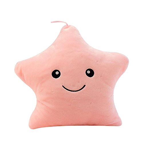 Nikgic - Cojín Luminosas LED Estrellas Peluche Almohadas Muñeca Niños Juguetes Regalo de Cumpleaños Navidad Fiesta Juguete de Peluche para Decoración Regalos (Pink)