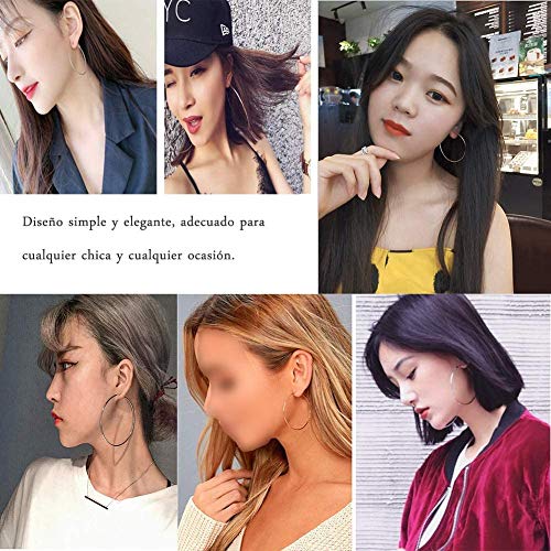 Nikgic - Pendientes de aleación con forma de aro circular, 12 pares, para mujeres, niñas, plata dorada plata