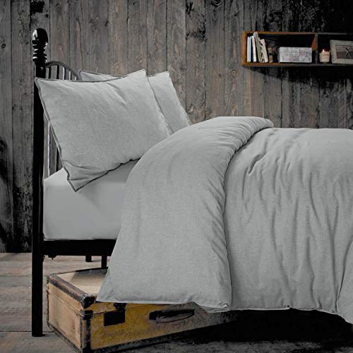 Nimsay Home - Juego de Funda nórdica y Funda de Almohada (algodón), algodón, Lino, Gris, Suelto