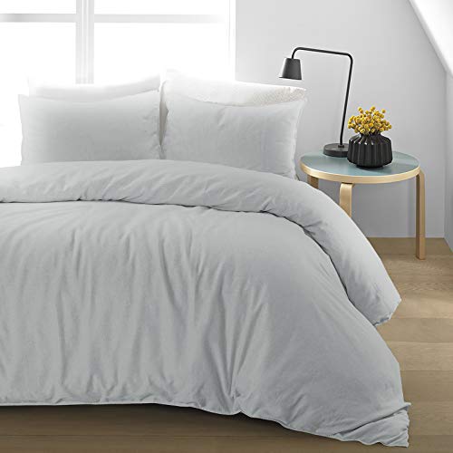 Nimsay Home - Juego de Funda nórdica y Funda de Almohada (algodón), algodón, Lino, Gris, Suelto