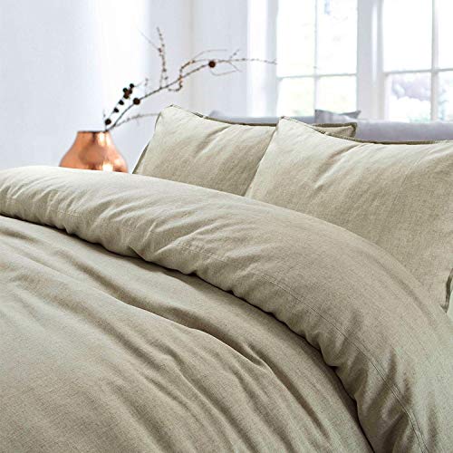 Nimsay Home® - Juego de ropa de cama de algodón y lino, algodón, lino, natural, suelto