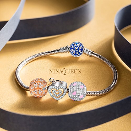 NINAQUEEN Charm Pandora Charms Abre tu Corazón Regalo Originales Mujer Niña Regalos para Ella Plata 925 para Madre Novia Esposa