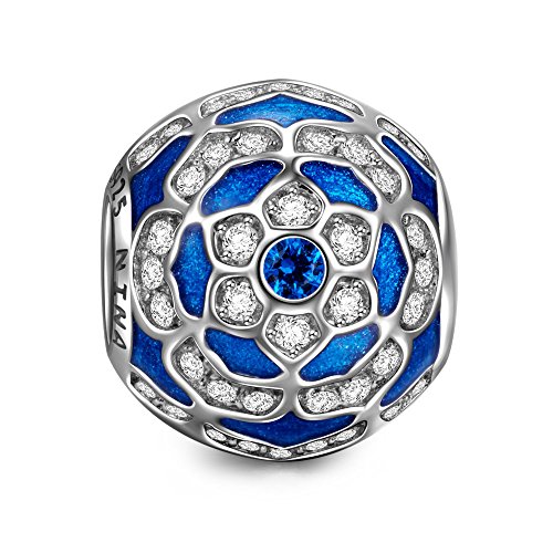 NINAQUEEN Charm Pandora Charms Loto Flor Regalos Originales Mujer Niña Regalos para Ella Plata 925 para Madre Novia Esposa