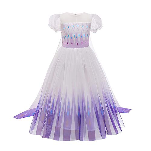 Niñas Vestido de Princesa Elsa Elegante Disfraz de Reina Festivo y Accesorios Conjunto Corona Cetro Peluca Chica Cosplay Traje de Fiesta Carnaval Navidad Boda Fiesta Manga Corta Morado 3-4 Años