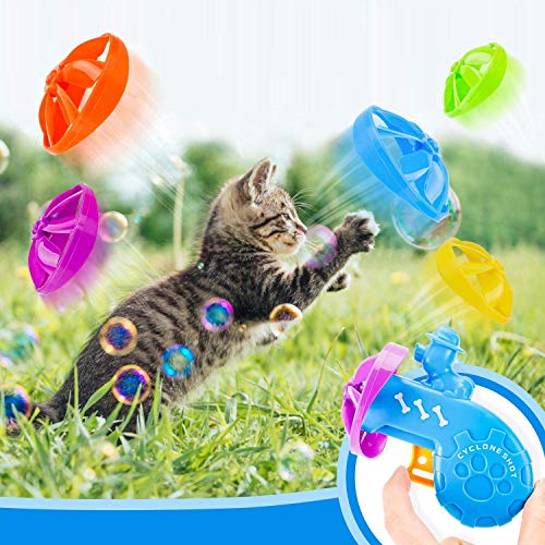 Nincee Gato IR a Buscar Juguete - Gato Interactivo Juguetes, Huellas de Gatos Juguete de Gatito de Juguete con 5 hélices voladoras Satisface la Caza Natural del Gato y los instintos juguetones (Azul)