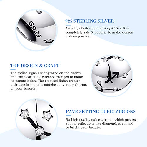 NINGAN Tauro Encantos del Cumpleaños de 12 Signos del Zodiaco - Encantos de Plata Esterlina de 925 Ajustan Pulsera & Collar- Regalos de cumpleaños Ideales para Mujeres y Amigos