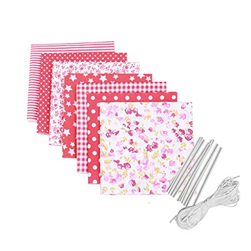 NINGNETI DIY Material Set Hecho a sí mismo Cubierta de visera de tela Reutilizable y Lavable Pañuelos Rojo - Pack 7 unidades NKZ-0425B053