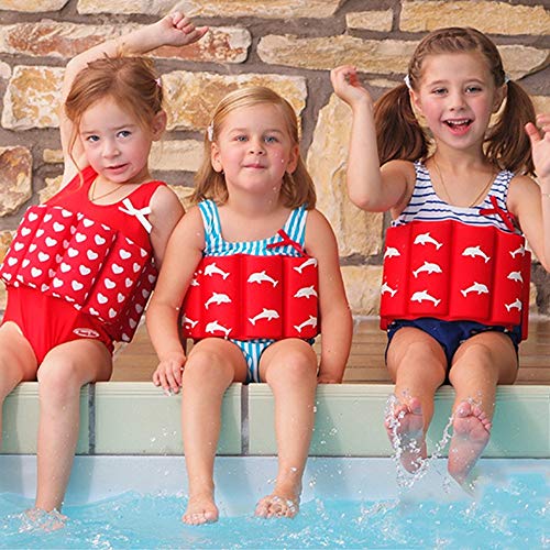 Niños Flotante Bañadores Traje de Baño - Bebé Flotador Nadar Entrenador de Una Pieza Chaleco de Natación para Niñas,flotabilidad Ajustable (baño)