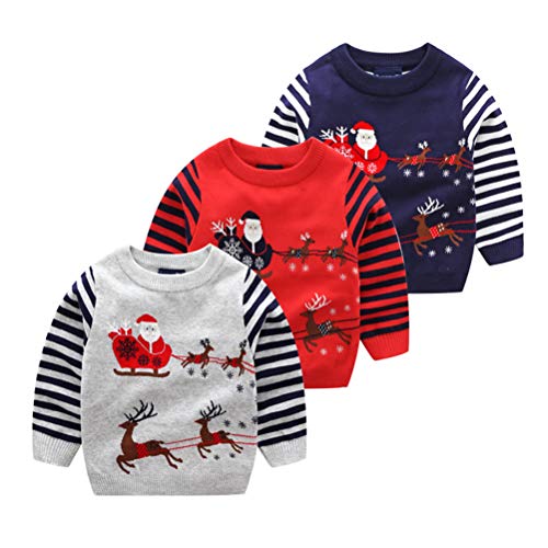 Niños Navidad Jersey Invierno Manga Larga Pull-Over Prendas de Punto Sudaderas Ropa 3-8 Años