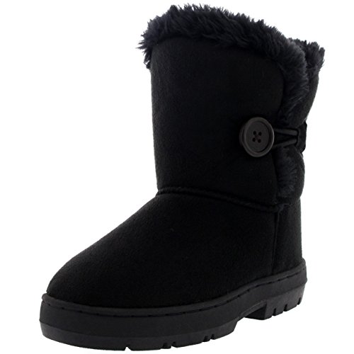 Niños Niñas Botón Invierno Forrada De Piel Nieve Lluvia Acogedor Botas - BLA30 - AEA0444