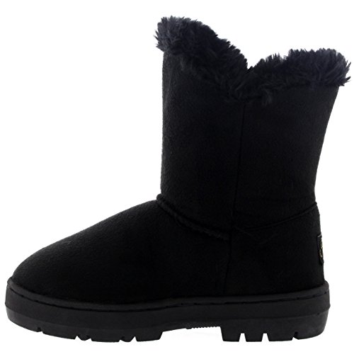 Niños Niñas Botón Invierno Forrada De Piel Nieve Lluvia Acogedor Botas - BLA30 - AEA0444