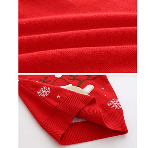 Niños Niñas Jersey de Navidad Sudadera de Punto Suéter Invierno Pull-Over Manga Larga Ciervo Rojo 5-6 Años