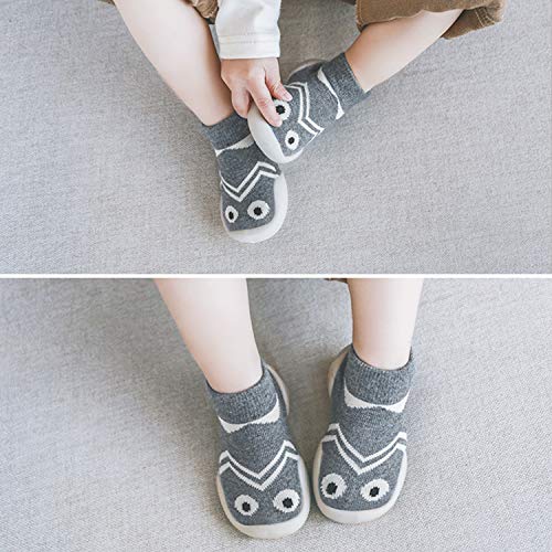 Niños Zapatos de Primeros Pasos Antideslizante Bebé Zapatos de Casa Diarios Suave Elástico Calcetines-Zapatos Zapatillas Suela Blanda Cómodo HS-Gris, 22/23