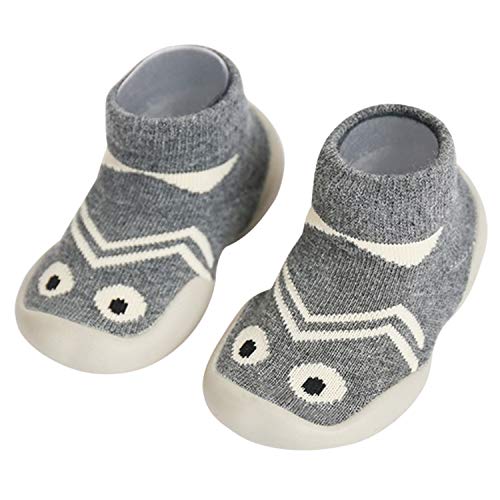 Niños Zapatos de Primeros Pasos Antideslizante Bebé Zapatos de Casa Diarios Suave Elástico Calcetines-Zapatos Zapatillas Suela Blanda Cómodo HS-Gris, 22/23