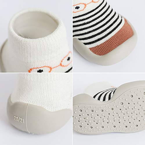 Niños Zapatos de Primeros Pasos Antideslizante Bebé Zapatos de Casa Diarios Suave Elástico Calcetines-Zapatos Zapatillas Suela Blanda Cómodo HS-Gris, 22/23