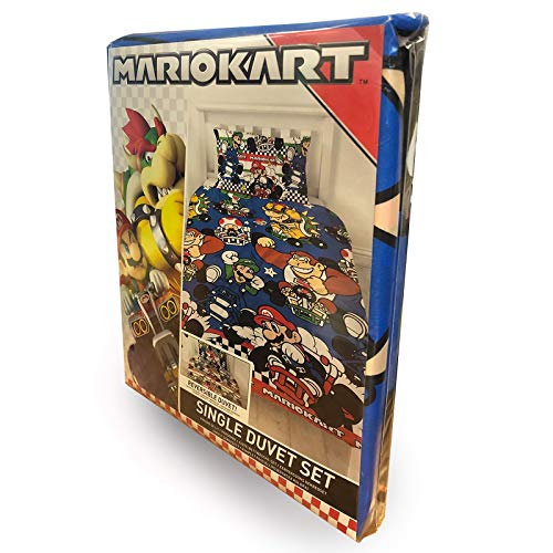 Nintendo Mario Kart - Juego de cama reversible para cama individual o doble, diseño de raceros, multicolor, edredón para cama individual