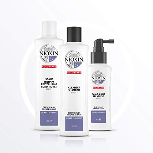 NIOXIN - Trial Kit (Champú, Acondicionador y Tratamiento) Sistema 5- CABELLO QUIMICAMENTE TRATADO _DEBILITAMIENTO LEVE_HIDRATACION INTENSA -(300ml+300ml+100ml), Set 1