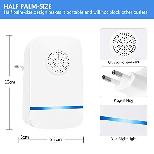 Nitoer Repelente Ultrasónico de Plagas 2019 Electrónico Ahuyentador Alta Potencia (4 Piezas) Repelente de Insectos Interiores Control de Mosquitos Ratones Hormigas Cucarachas Moscas Arañas Pulgas