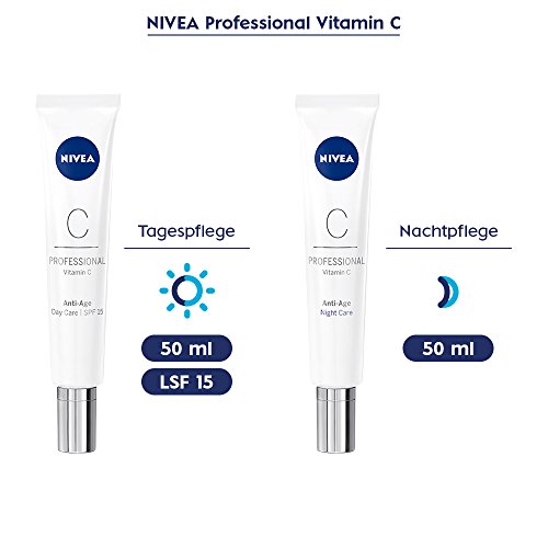NIVEA PROFESSIONAL Vitamin C, crema de día con protector solar 15, crema facial antiedad para reducir los signos de la edad, crema antienvejecimiento para una piel sin arrugas, 1 x 50 ml